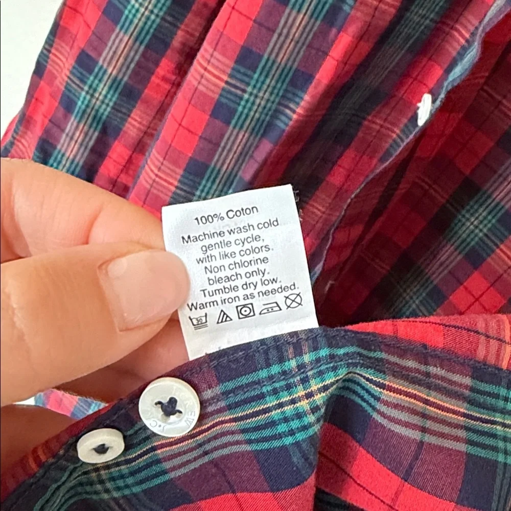 J. Crew Red and Green Plaid Casual Shirt